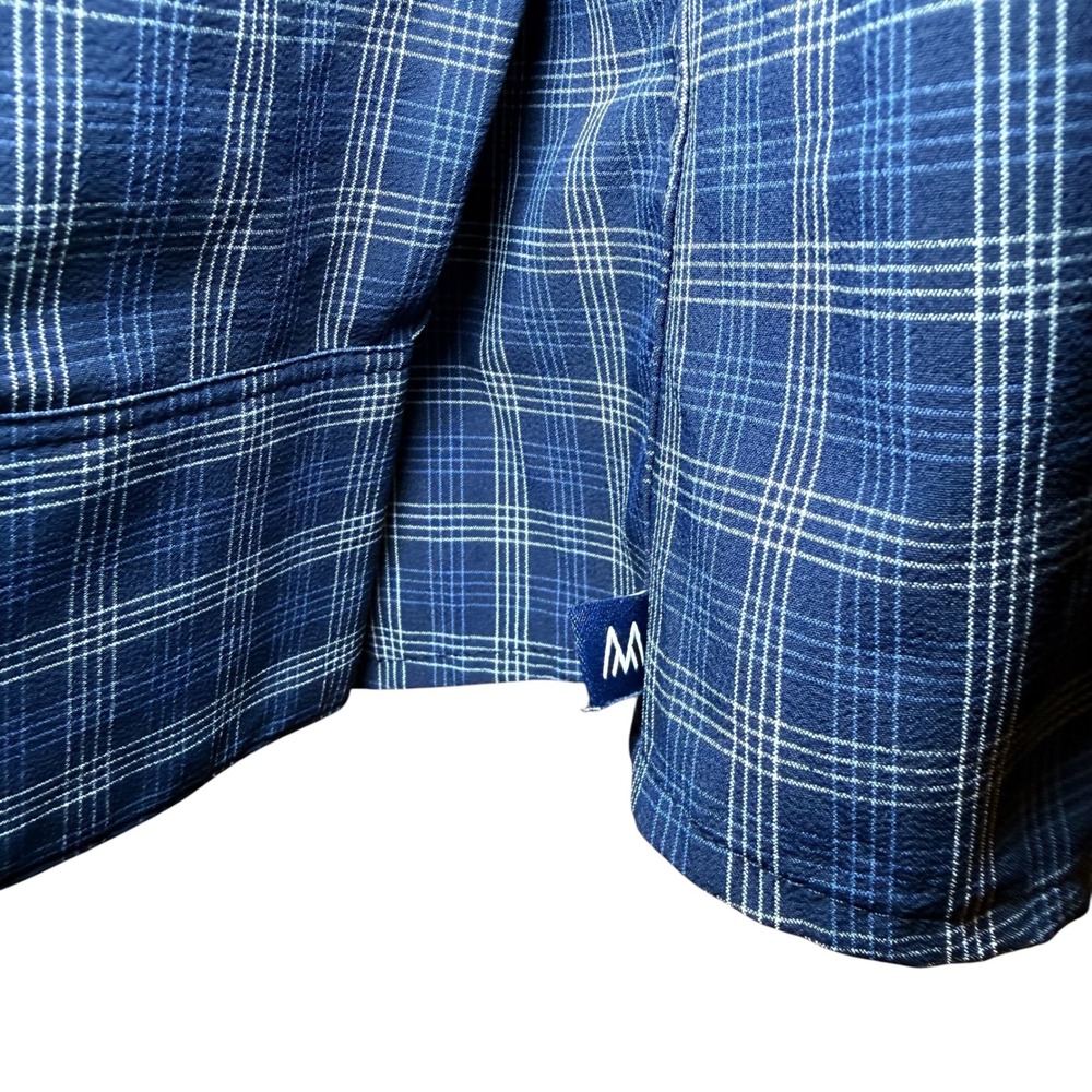 Mizzen+Main Leeward Mens XXL Classic No Tuck Performance Shirt Blue Grid Plaid - Picture 7 of 9